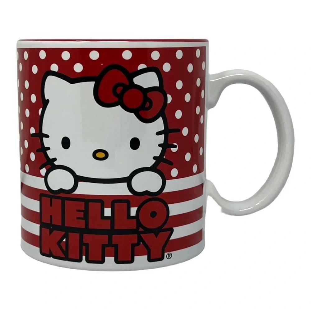 Sanrio Red White‎ Polka Dot Hello Kitty Large Coffee Soup Mug 20 oz Kawaii